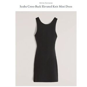 Abercrombie Scuba Cross-Back Elevated Knit Mini Dress Black Ribbed Open Back S